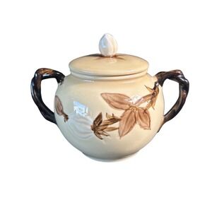 Franciscan Cafe Royal Sugar Bowl with Lid Brown Branch Handles earthware 1980's